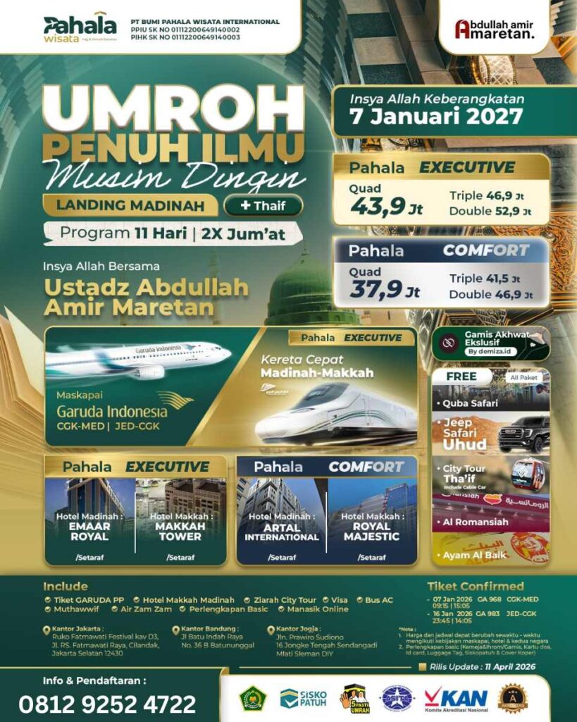 UMROH PENUH ILMU MUSIM DINGIN 7 JANUARI 2027